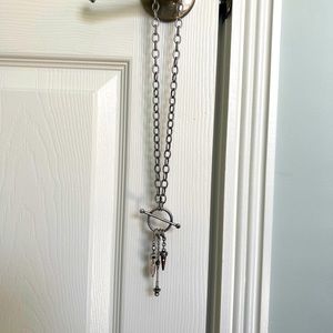 Contemporary pewter long necklace